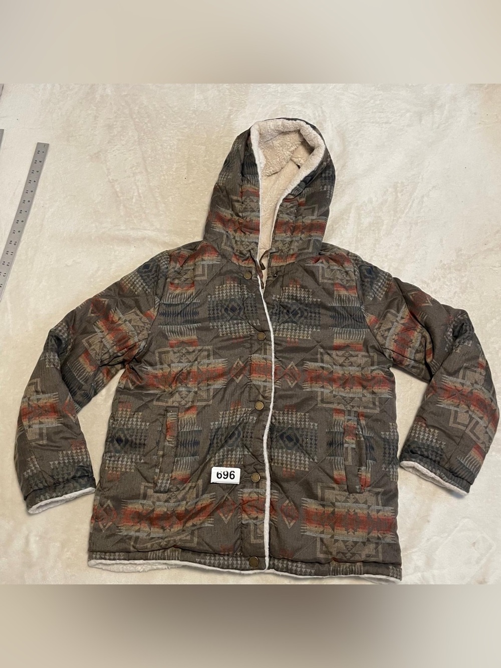 Pendleton Multicolor Geo-Print Hooded Puffer Jacket
